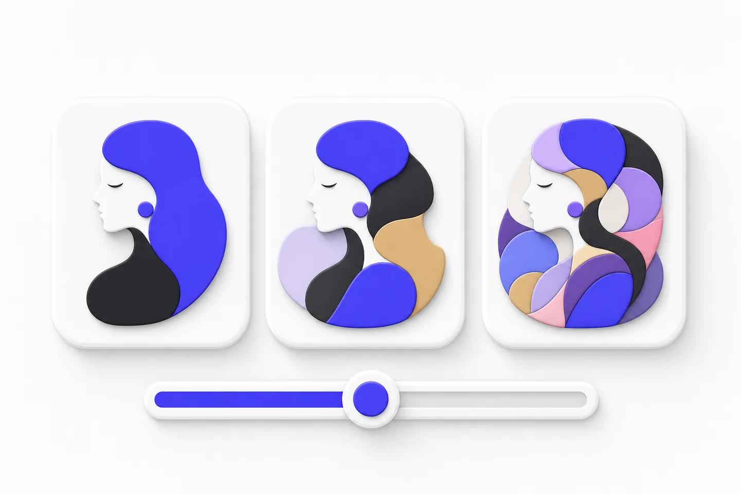 Three SVG trace results at increasing color complexity with a slider control