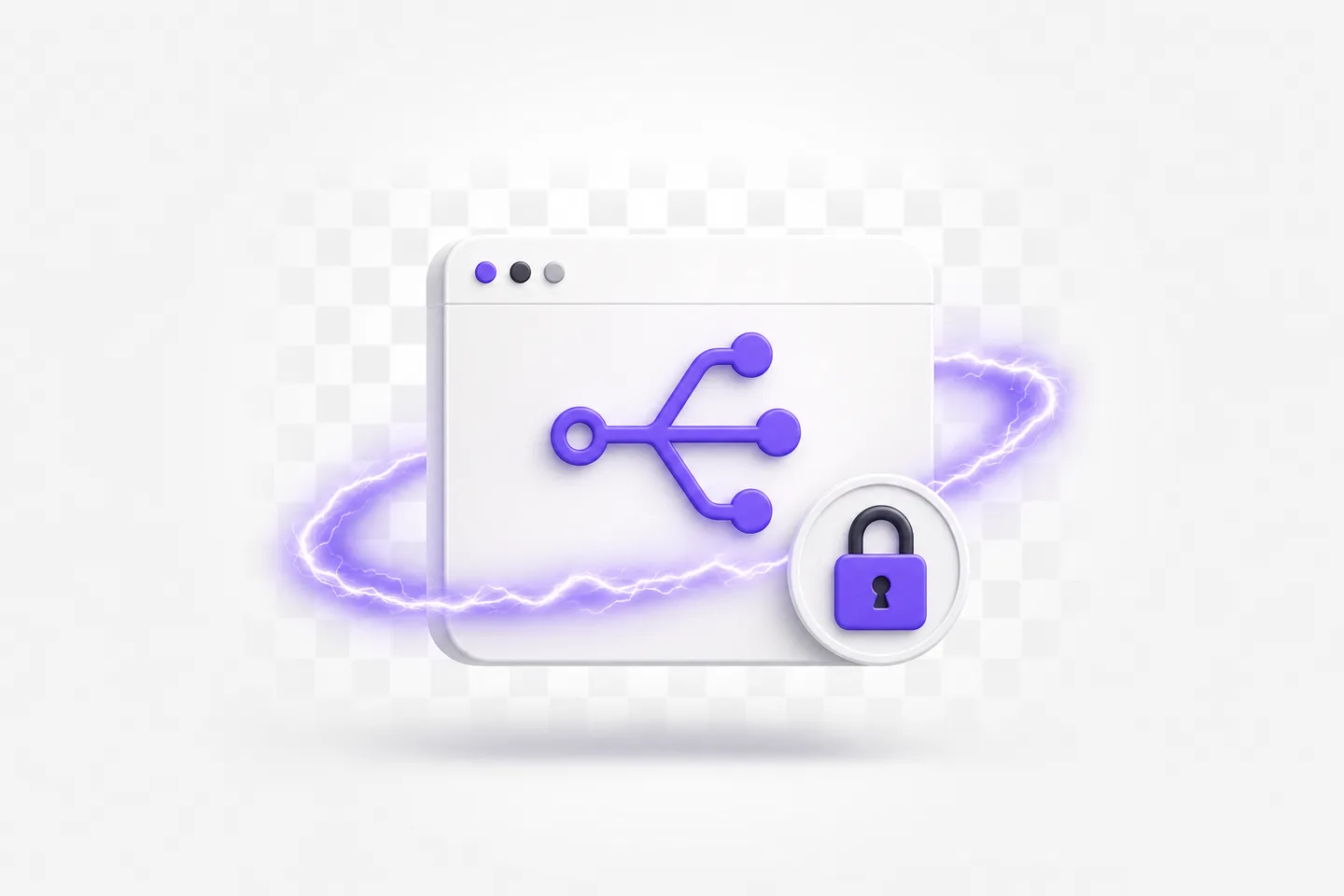 Browser window with padlock and lightning bolt representing free private SVG trace